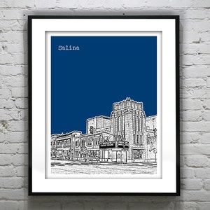 Salina Skyline Poster Art Skyline Print Kansas KS Version 1