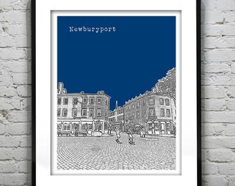 Newburyport Massachusetts Skyline Poster Art Print MA Item T1072