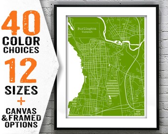 Burlington Vermont Blueprint Map Poster Art Print Item T2392