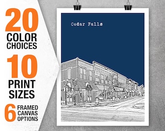 Cedar Falls City Poster Art Skyline Print Iowa IA Item T5577