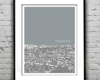 Charleroi Belgium Poster Art Print Skyline