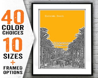 Hermosa Beach CA Skyline Poster Art Print California Ca Pier Item T3081