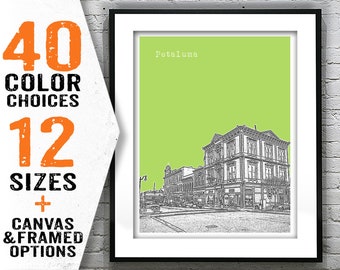 Petaluma California Skyline Poster Art Print CA Item T2778