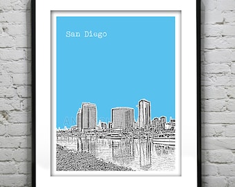 San Diego Skyline Poster Art Print California CA Item T2222