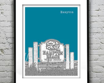 Hampton Beach New Hampshire Poster Print Art Skyline NH Item S50002