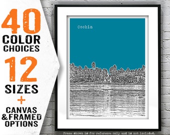 Cochin Kerala India Poster Art Print Skyline Item T4225