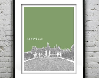 Asheville North Carolina City Skyline Poster Art Print NC Item T2698 Biltmore