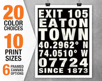 Eatontown 07724 Subway Print New Jersey Shore Poster Print Art NJ Jersey Shore Item T5501