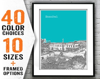 Hannibal Missouri Poster Skyline Art Print Item T2052
