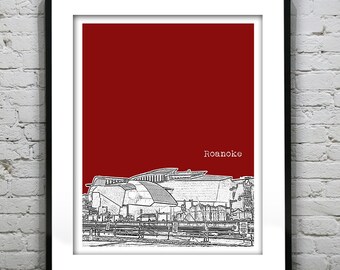 Roanoke Virginia City Skyline Poster Art Print VA Item T2799