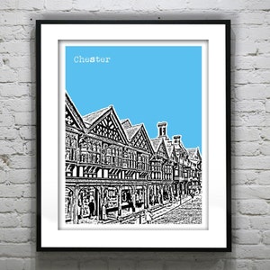 Chester Skyline Poster Art Print Cheshire England UK