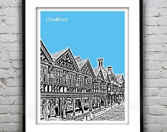 Chester Skyline Poster Art Print Cheshire England UK