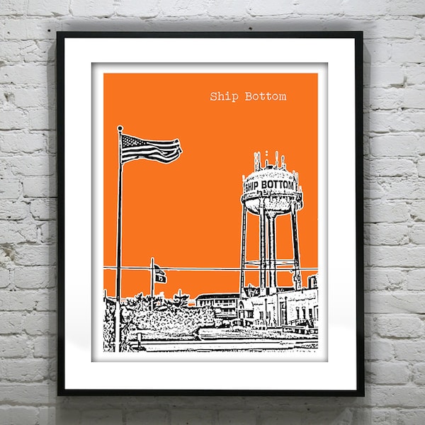 Ship Bottom LBI New Jersey Shore Poster Print Art Skyline Long Beach Island Item T2500