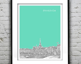Stockholm Sweden Skyline Poster Art Print Version 2