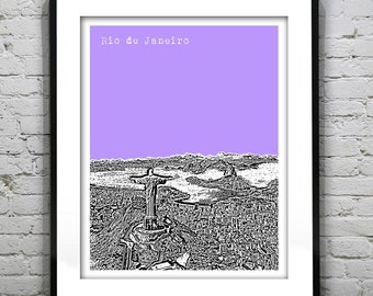 Rio de Janeiro Poster Print City Skyline Art Brazil