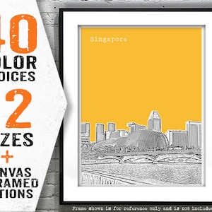 Singapore Skyline Art Print Poster Durian Building Singapore Asia Item T4871