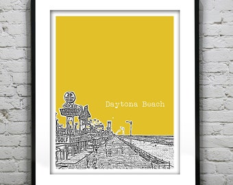 Daytona Beach Skyline Poster Art Print Florida Vintage 1960's Image Item T4369