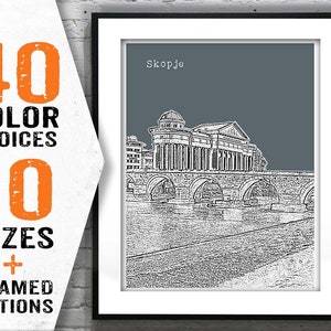 Skopje Macedonia Poster Art Print Skyline Item T1641