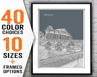 Skopje Macedonia Poster Art Print Skyline Item T1641