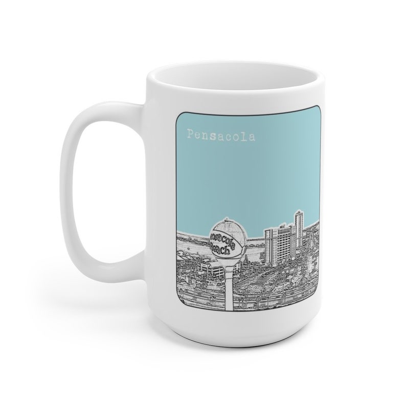 Pensacola Beach FL Coffee Cup Mug Florida Skyline Art Etsy