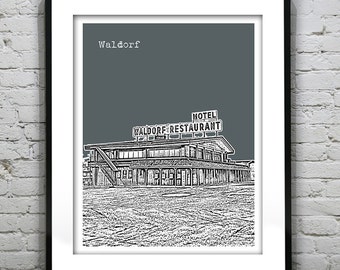 Waldorf Skyline Poster Art Print Maryland MA Version 1