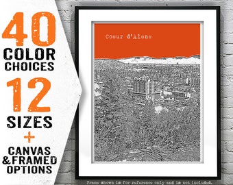 Coeur d'Alene Tubbs Hill Idaho Poster Art City Skyline Print Item T4011