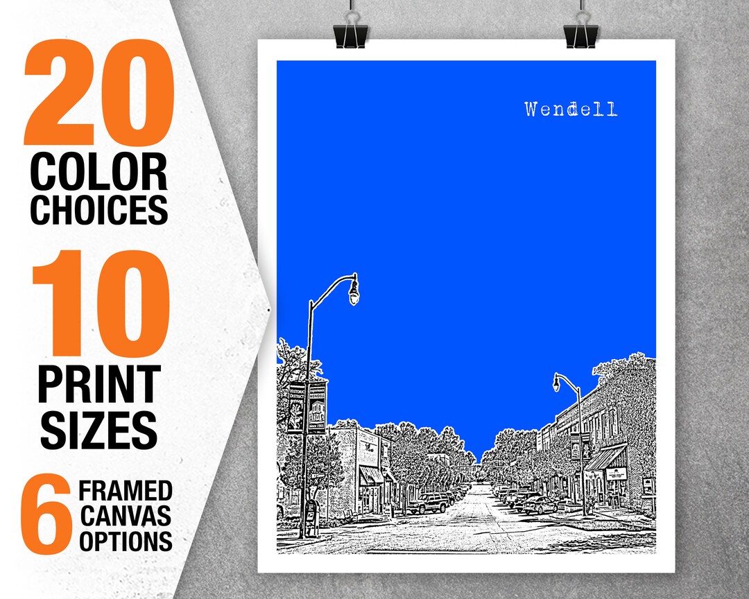 Wendell North Carolina Skyline Poster Art Print NC Item T5359 Etsy