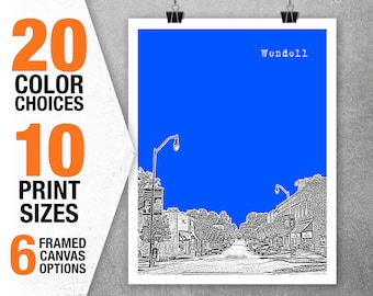 Wendell North Carolina Skyline Poster Art Print NC Item T5359