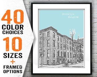 Brooklyn Heights New York Art Print New York City  Brownstones Item T1844