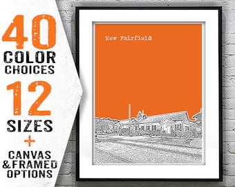 New Fairfield UConn Poster Print Art Skyline University of Connecticut CT Item T2877