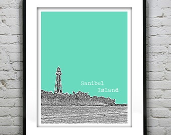 Sanibel Island Florida Skyline Poster Art Print Item T5154