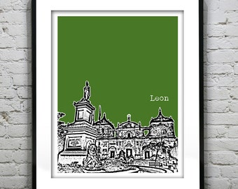 Leon Nicaragua Poster Art City Skyline Print Item T4874