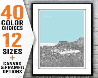 Soller Mallorca Spain Poster Art Print Skyline Item T4734
