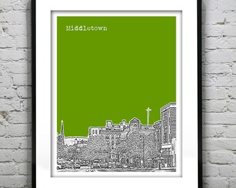 Middletown Connecticut Poster Print Art Skyline CT Item T4288