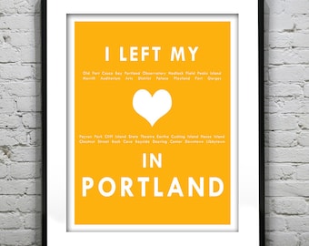 Portland Maine - I Left My Heart In Portland Poster Art Print ME Item T4441