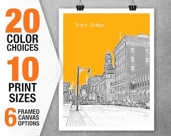 Fort Dodge City Poster Art Skyline Print Iowa IA Item T5579