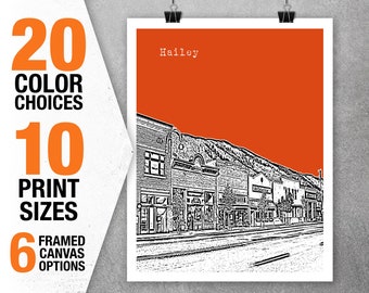 Hailey Idaho Poster Skyline Art Print Item T5382