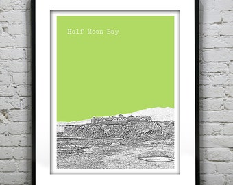 Half Moon Bay Skyline Poster Print Art California CA Version 2
