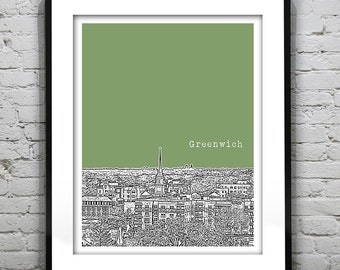 Greenwich Connecticut Poster Print Art Skyline CT version 1