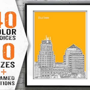 Durham North Carolina Poster Art Print City Skyline NC Item T1440