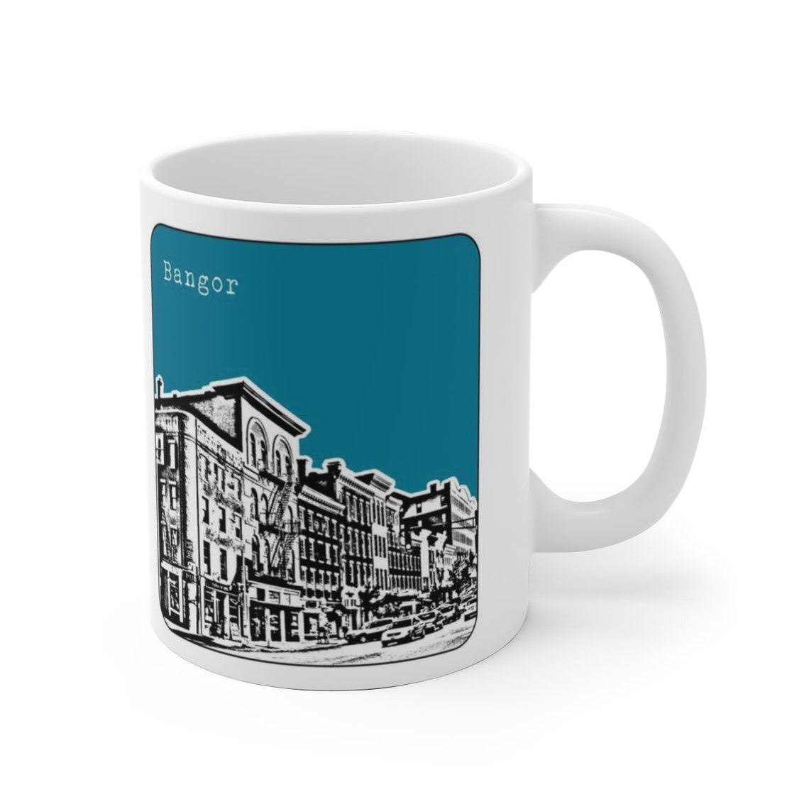 Bangor Maine Coffee Cup Mug ME Skyline Art Etsy
