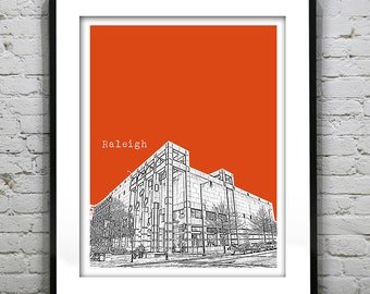 Raleigh Poster skyline Poster Art Print North Carolina NC Museum of History Version 4