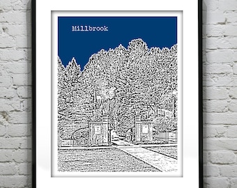 Millbrook New York Poster Art Skyline Print NY Version 2