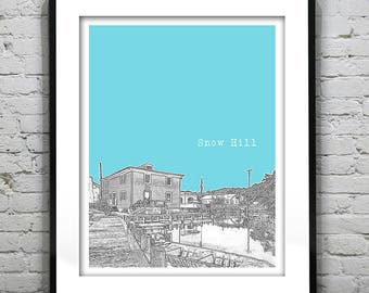 Snow Hill Skyline Poster Art Print Maryland MD Item S5021