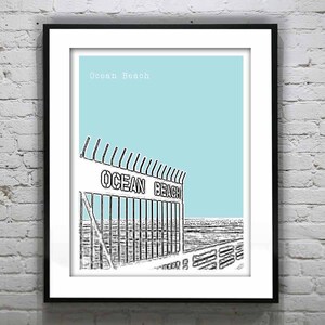 Ocean Beach San Diego Skyline Poster Art Print California CA Item T2220