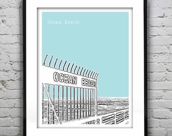 Ocean Beach San Diego Skyline Poster Art Print California CA Item T2220