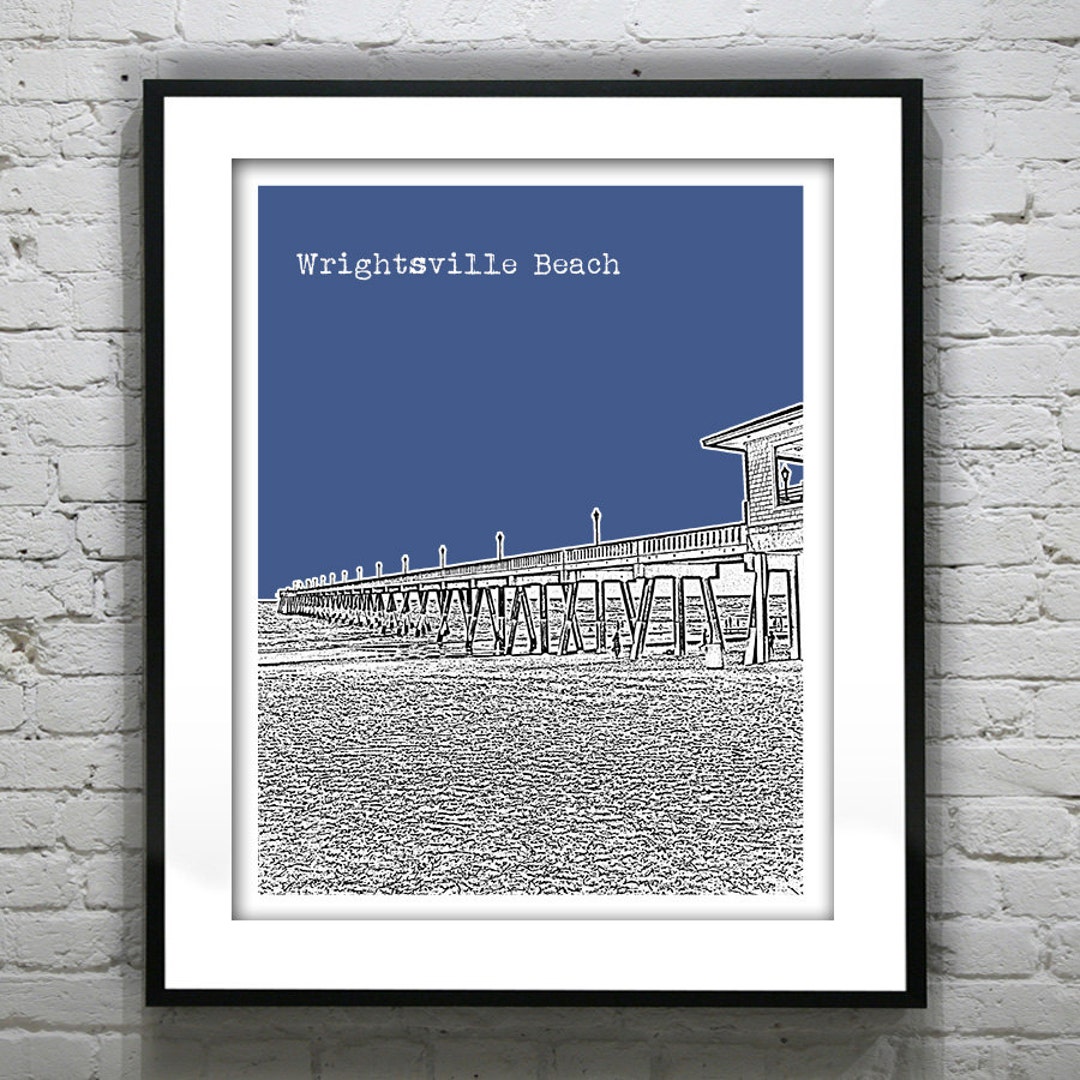 Wrightsville Beach Skyline Poster Art Print North Carolina NC Etsy