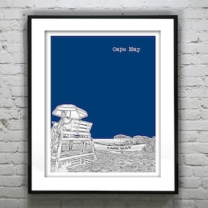 Cape May New Jersey Poster Print Art NJ Shore Skyline Item T2180