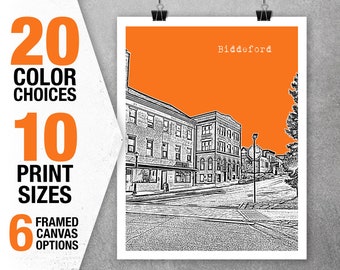 Biddeford Maine Skyline Poster Art Print ME Item T5296