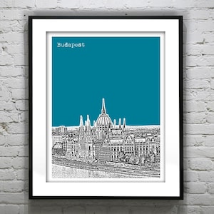 Budapest Hungary Poster City Skyline Art Print Parliament Building